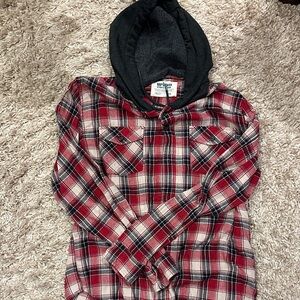Plaid Hooded Mens Shirt